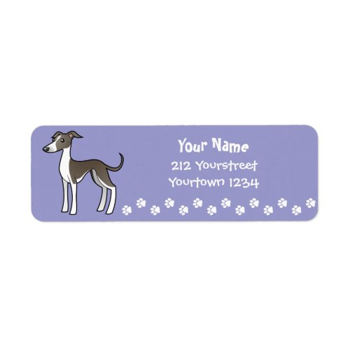 Cartoon Greyhound  Whippet  Italian Greyhound Label