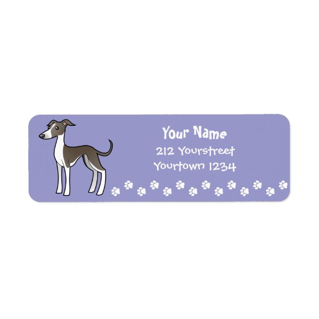 Cartoon Greyhound / Whippet / Italian Greyhound Label (Front)
