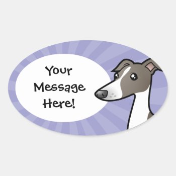 Cartoon Greyhound / Whippet / Italian Greyhound Oval Sticker by CartoonizeMyPet at Zazzle