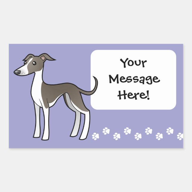 Cartoon Greyhound / Whippet / Italian Greyhound Rectangular Sticker (Front)