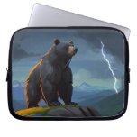 Cartoon Grizzly Bear & Lightning Laptop Sleeve