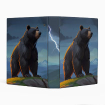 Cartoon Grizzly Bear & Lightning Mini Binder