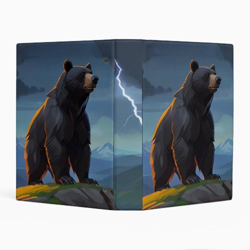 Cartoon Grizzly Bear  Lightning Mini Binder