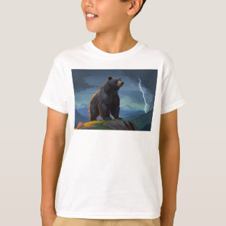Cartoon Grizzly Bear & Lightning T-Shirt