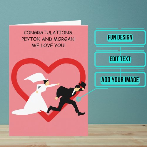 Cartoon Groom Escapes Wedding Day Congratulations Card