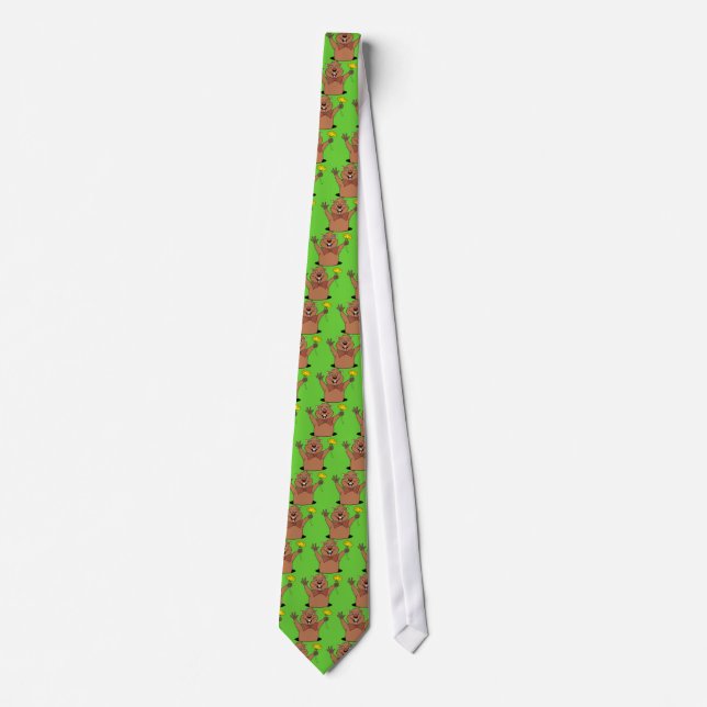 Cartoon Groundhog Neck Tie (Front)