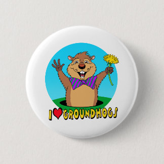 Cartoon Groundhog Pinback Button