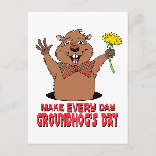 Cartoon Groundhog Postcard