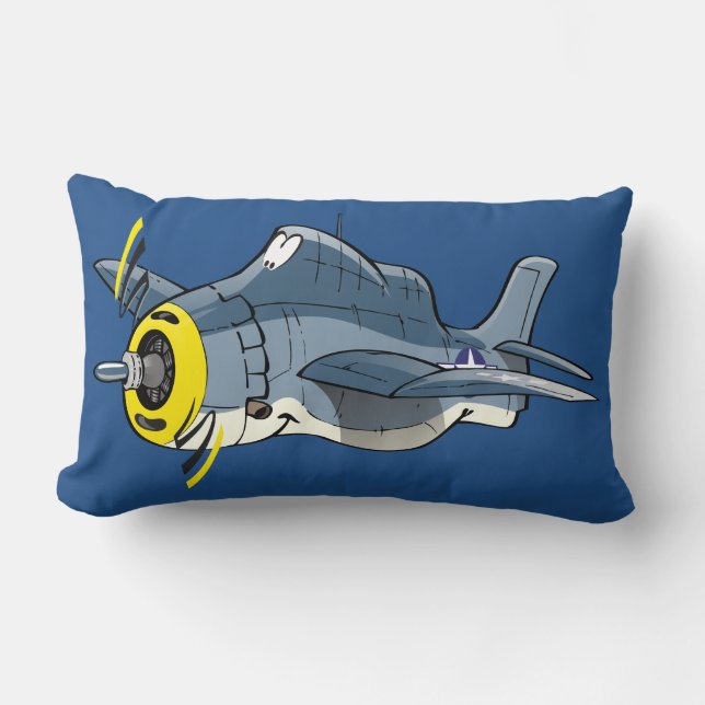 Cartoon Grumman Avenger plane Lumbar Pillow (Front)