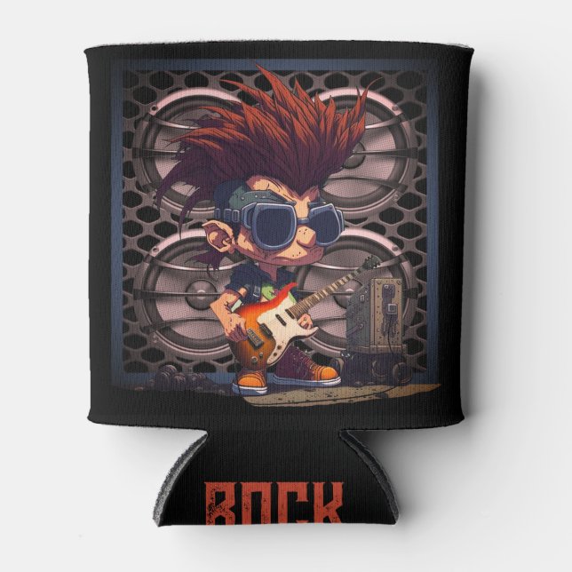 Cartoon Grunge Punk Rock & Roll Guitar Speaker Amp Can Cooler (Front)