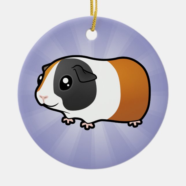 Cartoon Guinea Pig (add your own message) Ceramic Ornament (Front)