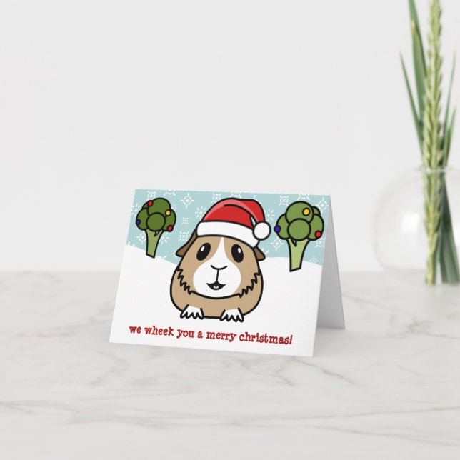 Cartoon Guinea Pig Christmas Card (Front)