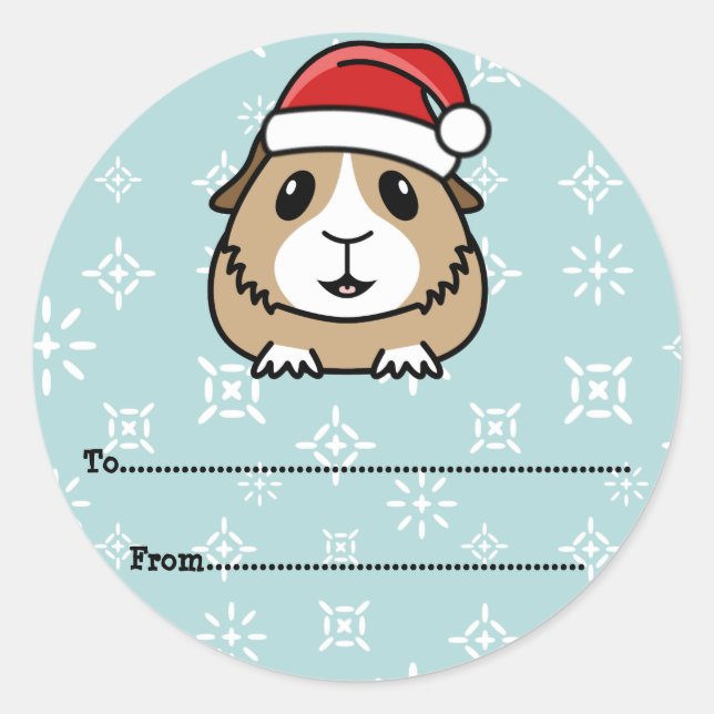 Cartoon Guinea Pig Christmas Gift Labels (Front)