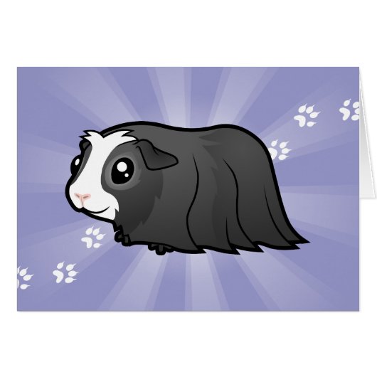 Cartoon Guinea Pig (long hair) Cards (Front Horizontal)