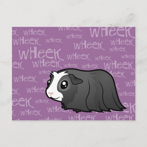 Cartoon Guinea Pig long hair Postcard