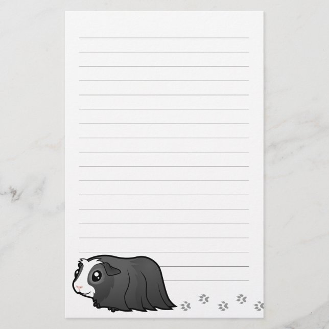 Cartoon Guinea Pig (long hair) Stationery (Front)