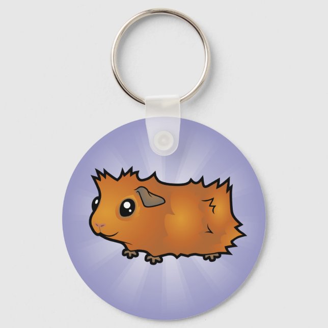 Cartoon Guinea Pig (scruffy) Keychain (Front)