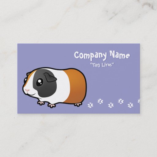 Customizable Cartoon Guinea Pig (smooth hair) Business Card Template