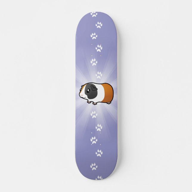 Cartoon Guinea Pig (smooth hair) Skateboard Deck (Front)