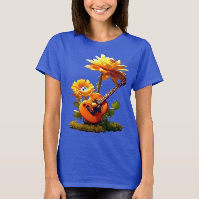 Cartoon Guitar T-Shirt - Stickers Illustration (Front)