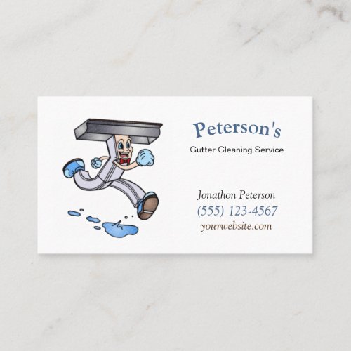 Cartoon Gutter Cleaning Service Guy Business Card