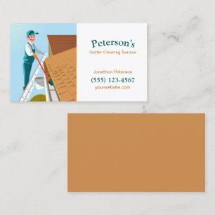 Cartoon Gutter Cleaning Service Guy Business Card