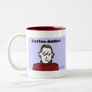 Cartoon Guy - Coffee-Addict Two-Tone Coffee Mug