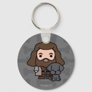 Cartoon Hagrid and Fang Character Art Keychain