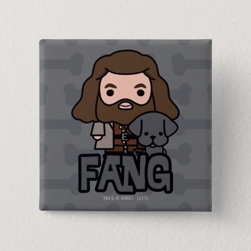 Cartoon Hagrid and Fang Character Art Pinback Button