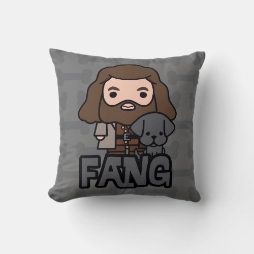 Cartoon Hagrid and Fang Character Art Throw Pillow