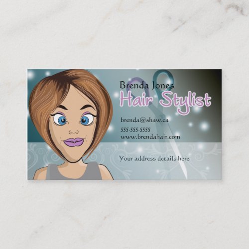 cartoon hair stylist business cards