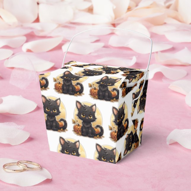 Cartoon Halloween Black Cat Favor Boxes (Wedding)