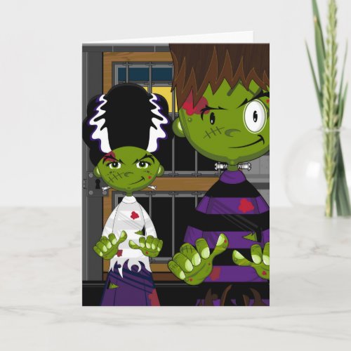 Cartoon Halloween Frankensteins Monster Card