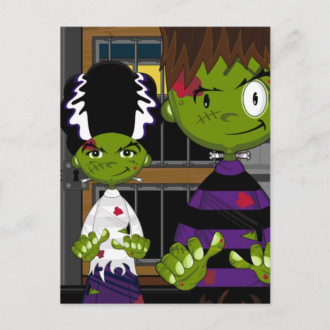 Cartoon Halloween Frankensteins Monster Postcard (Front)