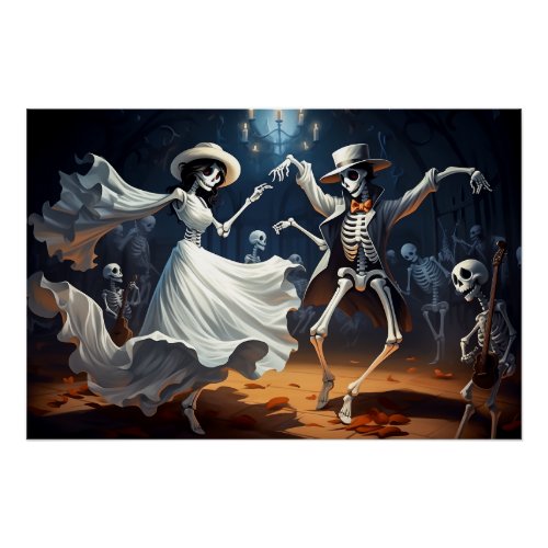 Cartoon Halloween Swing Dance Poster