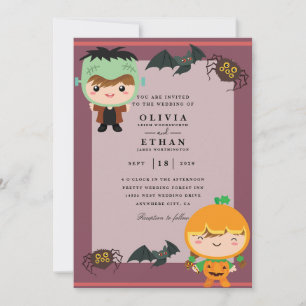 cartoon halloween wedding invitations
