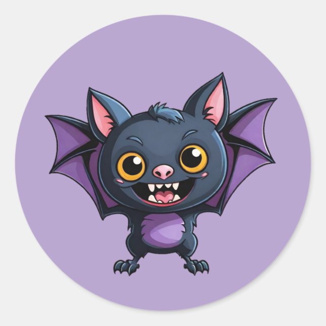 Cartoon Halloween Winged Vampire Bat Stickers (Front)