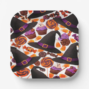 Cartoon Halloween Witches Candy Paper Plates