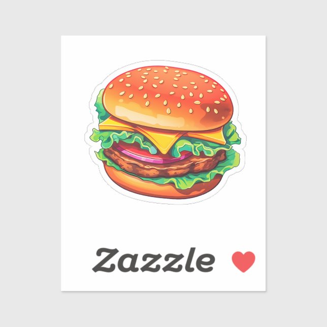 Cartoon hamburger sticker (Sheet)
