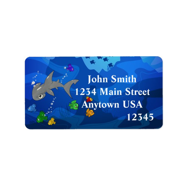 Cartoon Hammerhead Shark Label (Front)