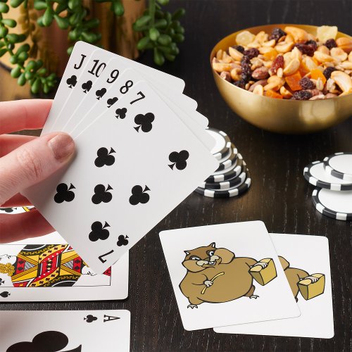 Cartoon Hamster Playing Cards