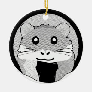 Cartoon Hamster Scarfed Joy Ceramic Ornament