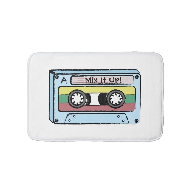 Cartoon Hand Drawn Cassette Tape (Mix It Up) Bath Mat (Front)