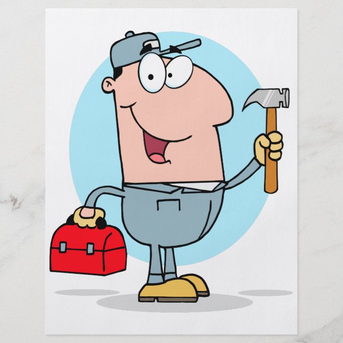 cartoon handyman construction worker character personalized flyer