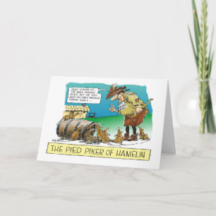 Cartoon happy Boss's Day Pied Piper Letterpress Thank You Card