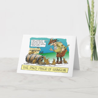Cartoon happy Boss's Day Pied Piper Letterpress Thank You Card