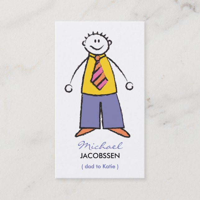 Cartoon Happy Family Father Of Girl Calling Card (Front)
