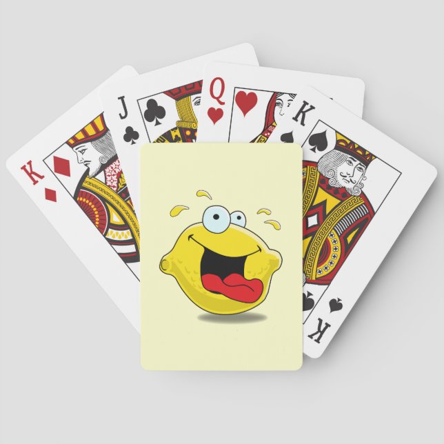 Cartoon Happy Lemon Poker Cards (Back)
