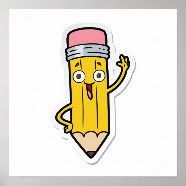 Cartoon Happy Pencil Poster (Front)
