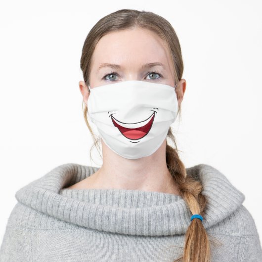 Cartoon Happy Smile Mouth Adult Cloth Face Mask (Worn)